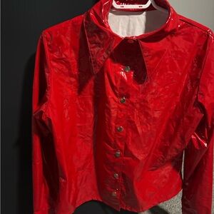 Red PVC Women's blouse